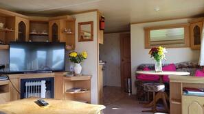 Flat-screen TV, DVD player