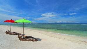 On the beach, white sand, beach bar