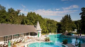 3 indoor pools, seasonal outdoor pool, pool umbrellas, pool loungers