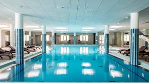3 indoor pools, seasonal outdoor pool, pool umbrellas, pool loungers