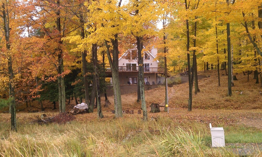 Waterfront Chalet Nestled Between Hamlin Lake And The Manistee National
