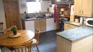 Fridge, microwave, oven, hob