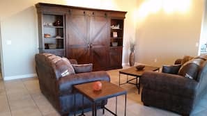 Fireplace, DVD player