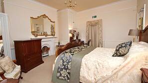 Desk, linens