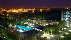 2 outdoor pools, open 8:00 AM to 9:00 PM, pool umbrellas, sun loungers
