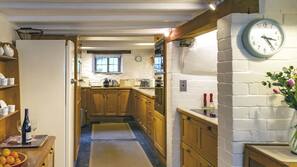 Fridge, microwave, oven, hob