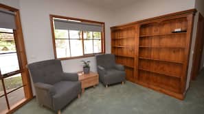 LED TV, fireplace, DVD player