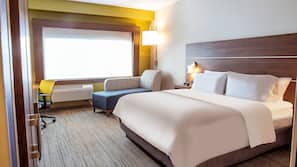 Hypo-allergenic bedding, down comforters, desk, laptop workspace