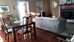TV, DVD player, video library