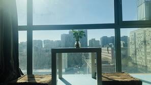 1 bedroom, desk, blackout drapes, soundproofing