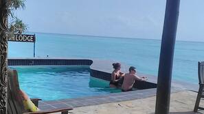 Outdoor pool, pool loungers