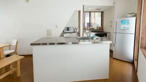 Fridge, microwave, coffee/tea maker