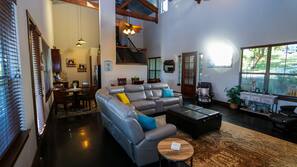 TV, fireplace, video-game console, DVD player