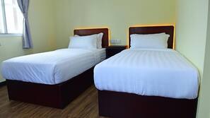 Desk, iron/ironing board, linens