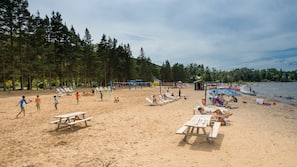 Private beach nearby, sun-loungers, beach towels, beach volleyball