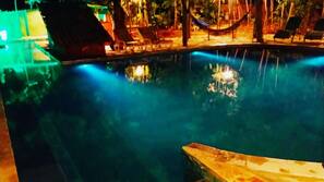 Outdoor pool, sun loungers