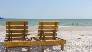Private beach, white sand, beach cabanas, sun-loungers