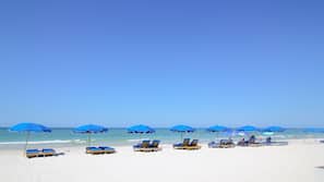 Private beach, white sand, beach cabanas, sun-loungers