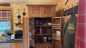 Fridge, microwave, oven, hob