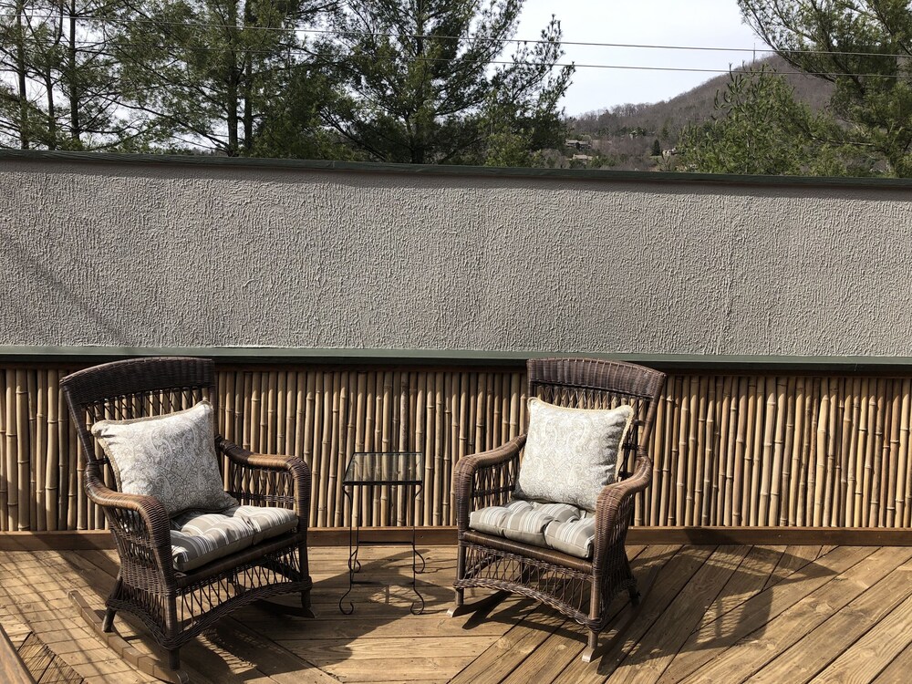 Romantic , 5 miles to downtown Asheville, Private, Hot Tub, Fireplace, Fenced