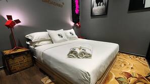 Blackout curtains, iron/ironing board, free WiFi, linens