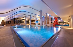 Indoor pool, sun loungers, lifeguards on site