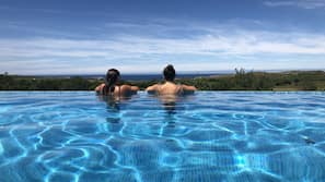 Seasonal outdoor pool, open 9:00 AM to 11:00 PM, pool umbrellas