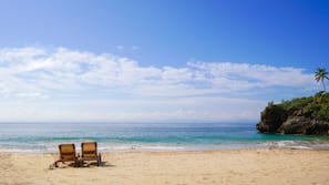On the beach, white sand