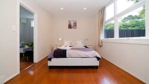 Blackout curtains, iron/ironing board, free WiFi, linens
