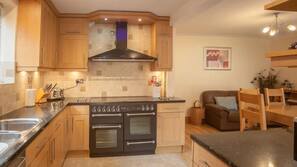 Full-sized fridge, microwave, oven, hob