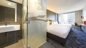 Premium bedding, pillow top beds, in-room safe, desk