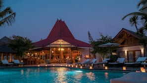 Outdoor pool, open 6:00 AM to 11:00 PM, pool umbrellas, pool loungers