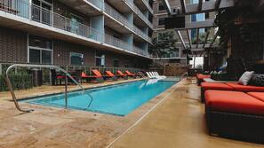 Outdoor pool, free cabanas, pool umbrellas