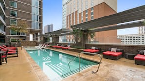 Outdoor pool, free cabanas, pool umbrellas