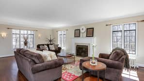 TV, fireplace, foosball, table tennis table
