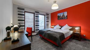 Egyptian cotton sheets, premium bedding, desk, laptop workspace