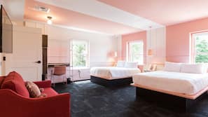 Premium bedding, memory foam beds, in-room safe, desk