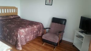 Individually decorated, desk, laptop workspace, blackout drapes