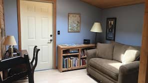 TV, DVD player, books, music library