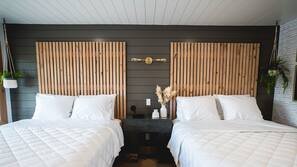 Down comforters, desk, free WiFi, linens