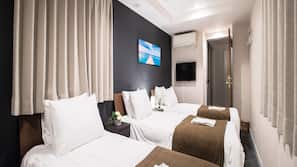Desk, free WiFi, bed sheets