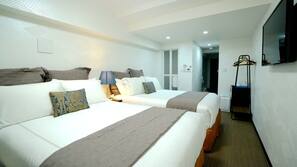 Roupas de cama premium, edredons de pluma, cofres nos quartos