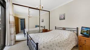 2 bedrooms, iron/ironing board, cribs/infant beds, linens