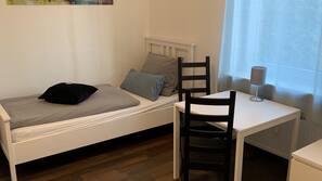 1 bedroom, desk, blackout drapes, iron/ironing board