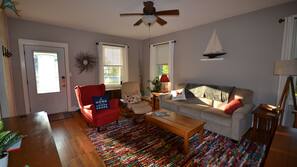 TV, DVD player, books, music library
