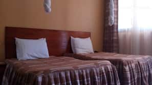 Desk, laptop workspace, free WiFi, linens