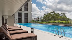Outdoor pool, open 6:30 AM to 10:00 PM, sun loungers