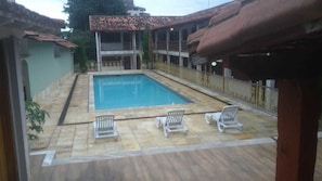 Outdoor pool, sun loungers