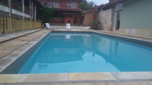 Outdoor pool, sun loungers