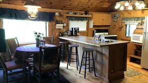 Fridge, microwave, oven, hob